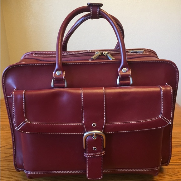 red rolling briefcase